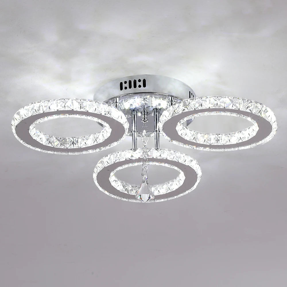 Luxuluxolight  Custom Design Modern Stainless Steel 3 Rings Living Room  LED Warm Light Ceiling Lamp