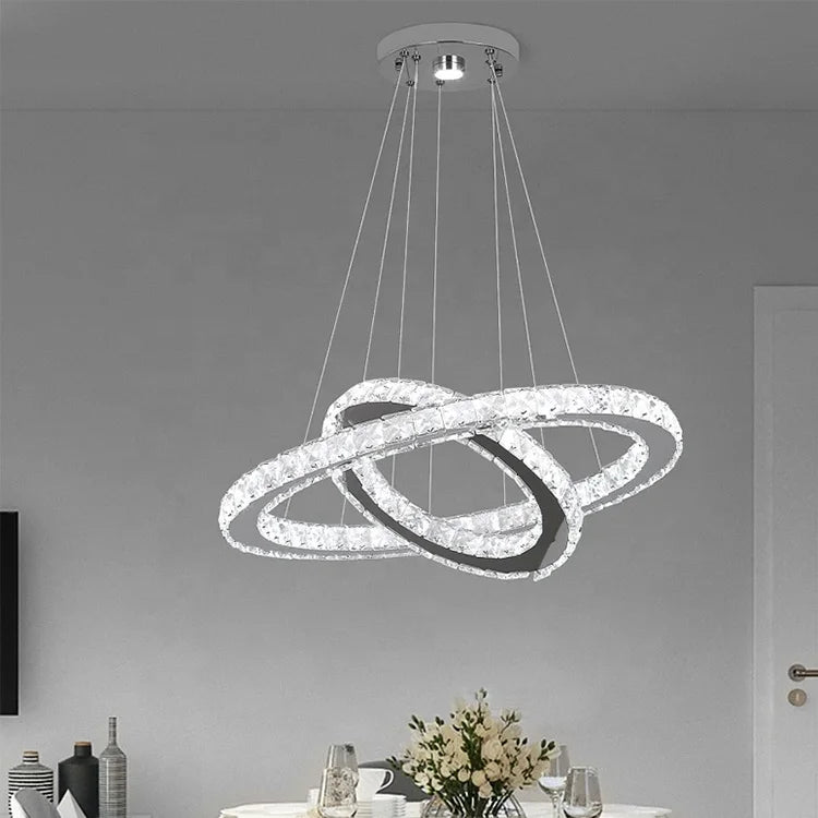 luxuluxolightLight Smart Stainless Steel Crystal Adjustable Height  Living Room Chandelier Led Pendant