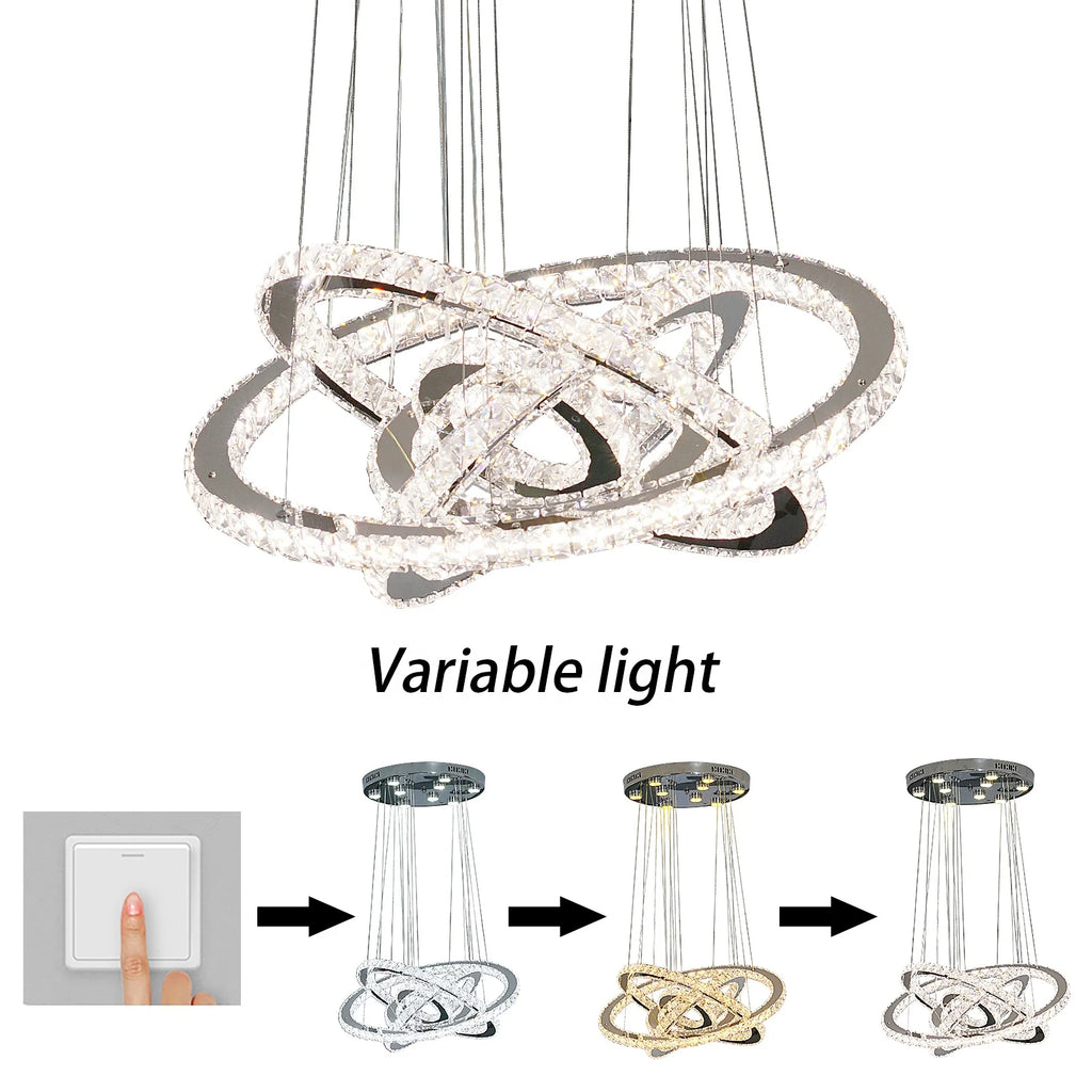 Stair Hanging Long Drop Light Crystal Pendant Lights Round Staircase Chandelier