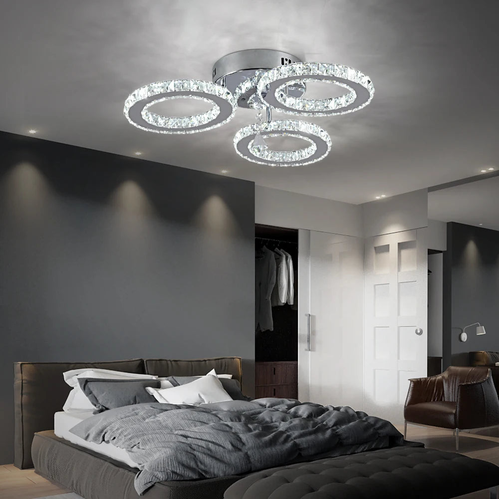 Luxuluxolight  Custom Design Modern Stainless Steel 3 Rings Living Room  LED Warm Light Ceiling Lamp